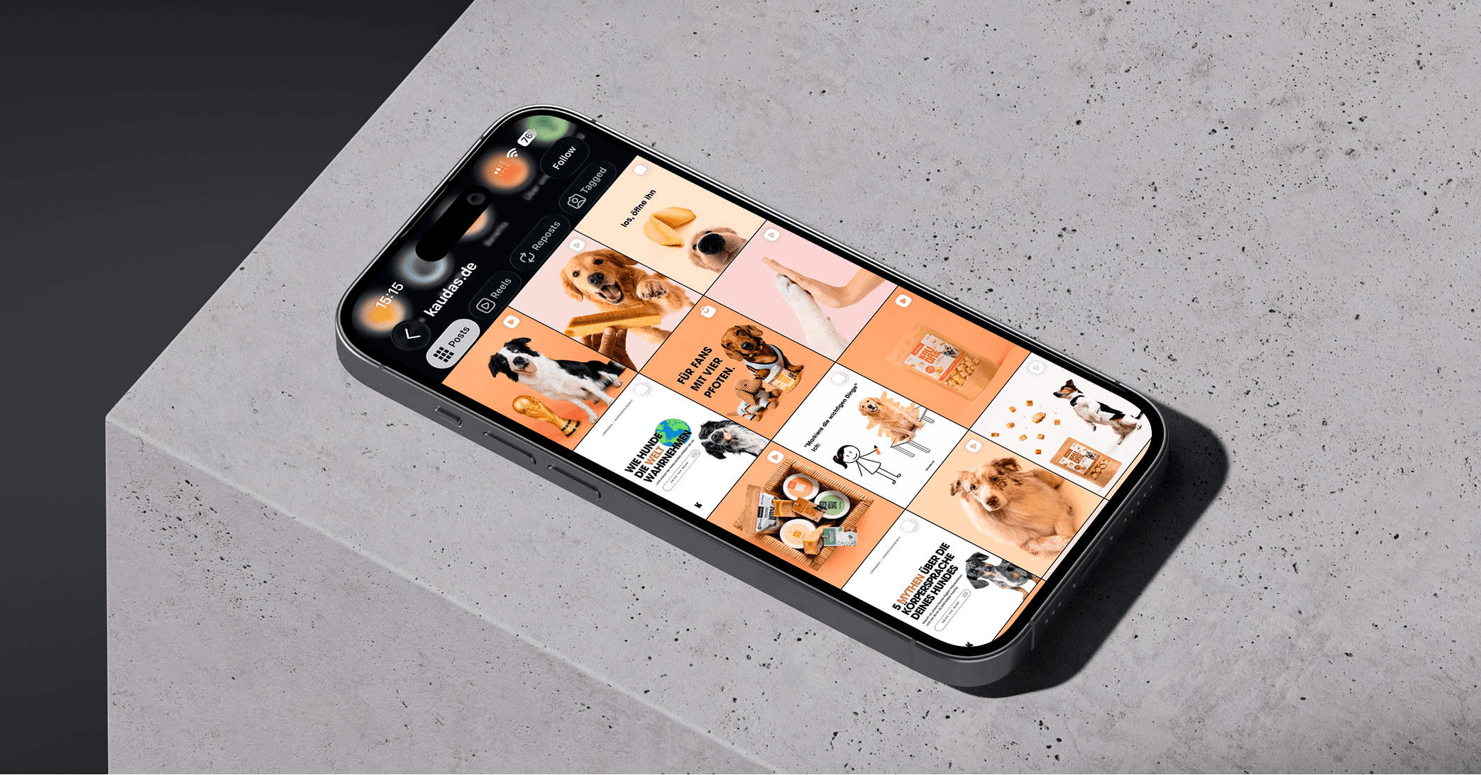 Social media creative on a phone